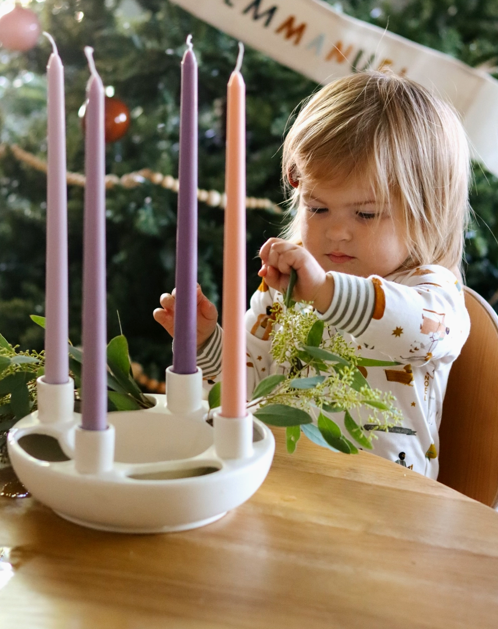 Ceramic Advent Wreath with Candles