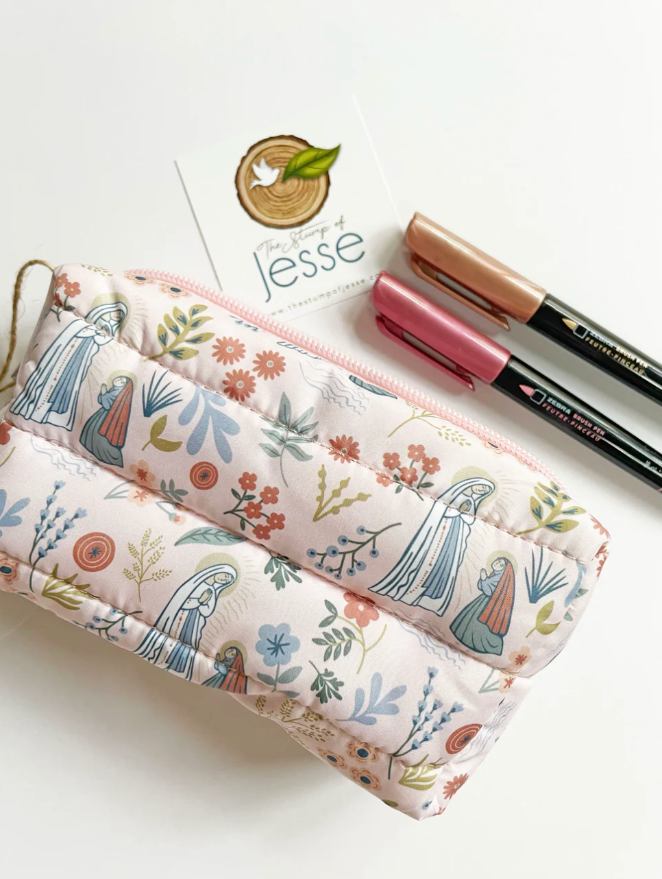 Our Lady of Lourdes Puffer Pouch